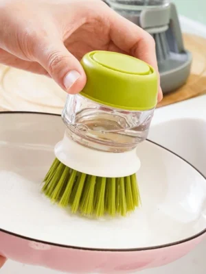 2 in 1 Auto Soap Dispenser Pot Brush Kitchen Dishwashing Tool