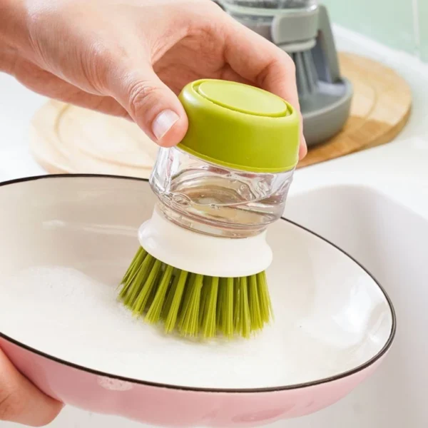 2 in 1 Auto Soap Dispenser Pot Brush Kitchen Dishwashing Tool
