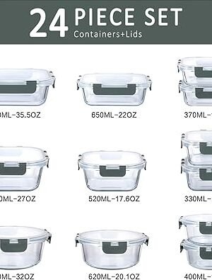 M MCIRCO 24Piece Glass Food Storage Containers