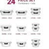 FineDine 24 Piece Glass Storage Containers with Lids Leak Proof